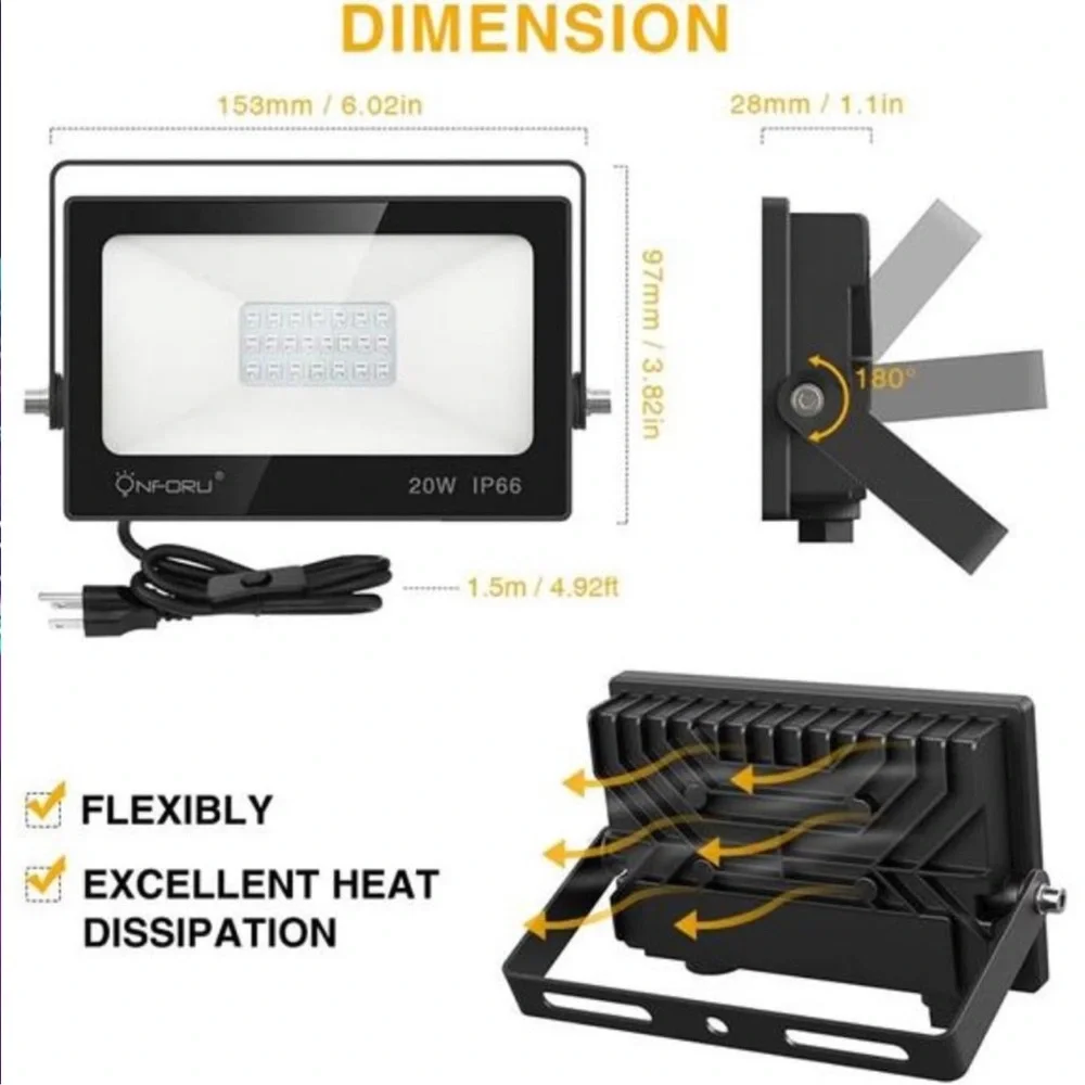4 Pack 20W LED Black Lights, Blacklight Flood Light with Plug and Switch